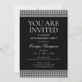 Invitation Chic Anniversaire Surprise 50e Noir & Blanc (Devant)