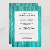 Invitation Chic Aqua Mint Tinsel Stripes Bridal Shower (Devant / Derrière)