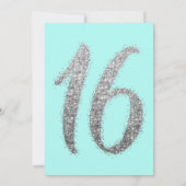 Invitation Chic Aqua Turquoise Argent Parsemé Parties scintil (Dos)