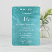 Invitation Chic Aqua Turquoise Blue Glam Anniversaire (Debout devant)