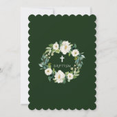 Invitation Chic Aquarelle Blanc Floral Wreath Cross Baptisme (Dos)