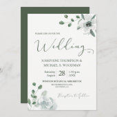 Invitation Chic Aquarelle Botanique Vert Mariage Script (Devant / Derrière)