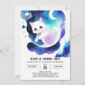 Invitation Chic Aquarelle Chat Anniversaire (Devant)