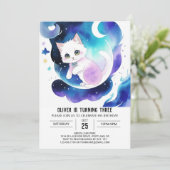 Invitation Chic Aquarelle Chat Anniversaire (Debout devant)