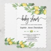 Invitation Chic Aquarelle Citron BABY SHOWER tropical (Devant / Derrière)