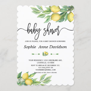 Invitation Chic Aquarelle Citron BABY SHOWER tropical