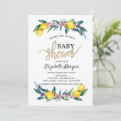 Invitation Chic Aquarelle Citrons Baby shower Olives (Debout devant)