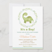Invitation Chic Aquarelle Cute Dinosaur Boy Baby shower (Devant)