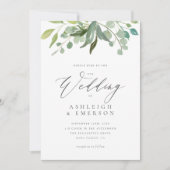 Invitation Chic Aquarelle Eucalyptus Mariage d'été (Devant)