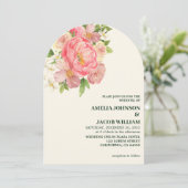 Invitation Chic Aquarelle fleurie beurre jaune Mariage (Debout devant)