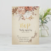 Invitation Chic Aquarelle Fleurs d'automne RSVP (Debout devant)
