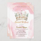 Invitation Chic Aquarelle Fleurs de Couronne doux 16 (Devant / Derrière)