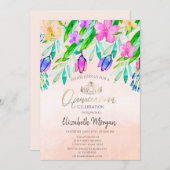 Invitation Chic Aquarelle Fleurs de Printemps Quinceañera (Devant / Derrière)