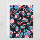 Invitation Chic Aquarelle Floral 30e Anniversaire Noir (Dos)