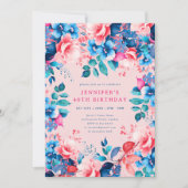 Invitation Chic Aquarelle Floral 40e Anniversaire Blush (Devant)