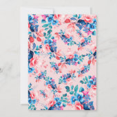 Invitation Chic Aquarelle Floral 40e Anniversaire Blush (Dos)