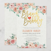 Invitation Chic Aquarelle Floral Brunch Fête des mariées Bubb (Devant / Derrière)