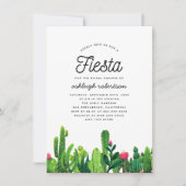 Invitation Chic aquarelle Floral Cactus Fiesta Fête des marié (Devant)