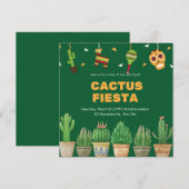 Invitation Chic aquarelle Floral Cactus Fiesta Fête des marié (Devant / Derrière)