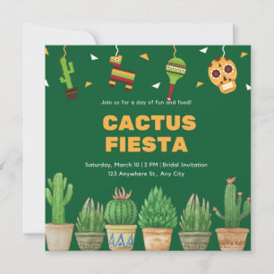 Invitation Chic aquarelle Floral Cactus Fiesta Fête des marié