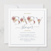 Invitation Chic Aquarelle Floral et Baby shower Or (Devant)