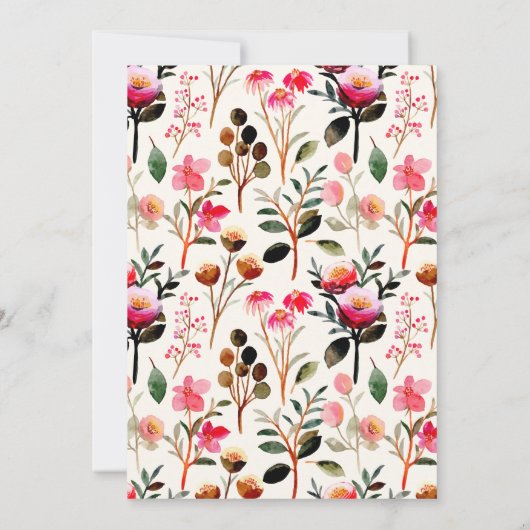 Invitation Chic Aquarelle Floral rose et Baby shower vert (Dos)