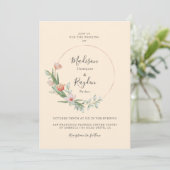 Invitation Chic Aquarelle Florale Bague Bordure Beige Mariage (Debout devant)