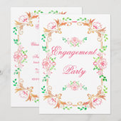 Invitation Chic aquarelle florale Engagement Double Face (Devant / Derrière)