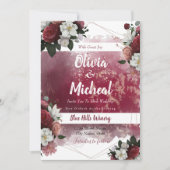 Invitation Chic Aquarelle Florale Rouge Bourgogne thème invit (Devant)