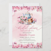 Invitation Chic aquarelle fuchsia pivoines à thé floral (Devant)