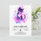 Invitation Chic Aquarelle Kitty Anniversaire (Debout devant)