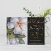Invitation Chic Aquarelle Magnolia Gold Fête des mariées text (Debout devant)