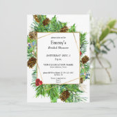 Invitation Chic Aquarelle Noël Fête des mariées de verdure (Debout devant)
