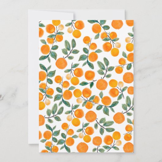 Invitation Chic Aquarelle Orange Citrus Mariage Script (Dos)