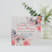 Invitation Chic Aquarelle rose Beige crème Bouquet floral (Debout devant)