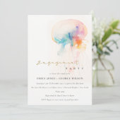 Invitation Chic Aquarelle sous-marine méduse Fiançailles (Debout devant)