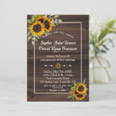Invitation Chic Aquarelle Sunflower Mariage cadre bois (Debout devant)