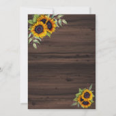 Invitation Chic Aquarelle Sunflower Mariage cadre bois (Dos)