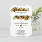 Invitation Chic Aquarelle Sunflowers Frame Mariage en bois (Debout devant)