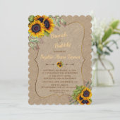 Invitation Chic Aquarelle Tournesol Burlap Brunch & Bubbly (Debout devant)