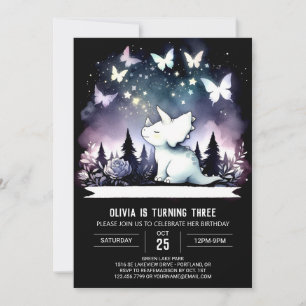 Invitation Chic Aquarelle Tricératops Anniversaire