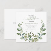 Invitation Chic Aquarelle Verdure Baby shower de couronne (Devant / Derrière)