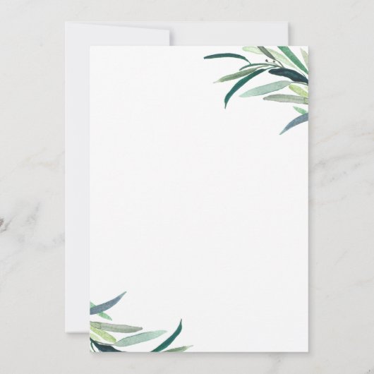 Invitation Chic Aquarelle Verdure douche par la poste (Dos)