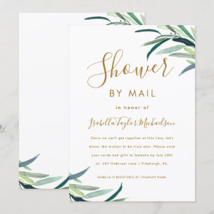 Invitation Chic Aquarelle Verdure douche par la poste