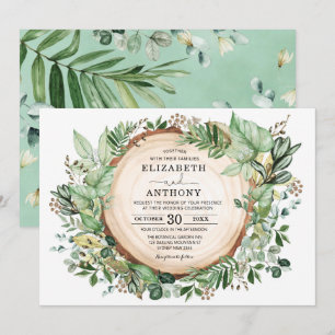 Invitation Chic Aquarelle Verdure Mariage forestier botanique