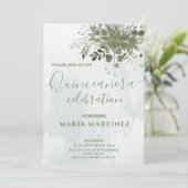 Invitation Chic aquarelle verte eucalyptus Quinceañera (Debout devant)