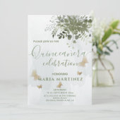 Invitation Chic aquarelle verte eucalyptus Quinceañera (Debout devant)