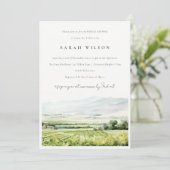 Invitation Chic Aquarelle Vignoble Fête des mariées Paysage (Debout devant)