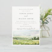 Invitation Chic Aquarelle Vignoble Paysage Couples Douche (Debout devant)