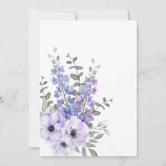 Invitation Chic Aquarelle violet Fête des mariées de script (Dos)